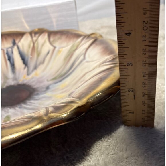 German Ceramic Decorative Bowl Floral Design & Gold Accents 13" Model #576 Vtg - Picture 11 of 12